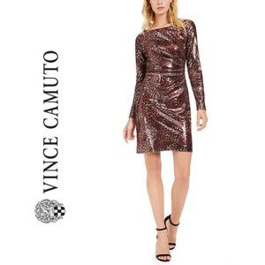 NWT Vince Camuto Sequined Animal-Print Sheath Dress / 8
